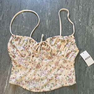 Ardene Floral Camisole - Cream and Purple